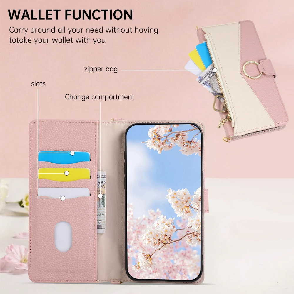 Crossbody Leather Wallet Case with Stand Feature - Premium Phone Cover