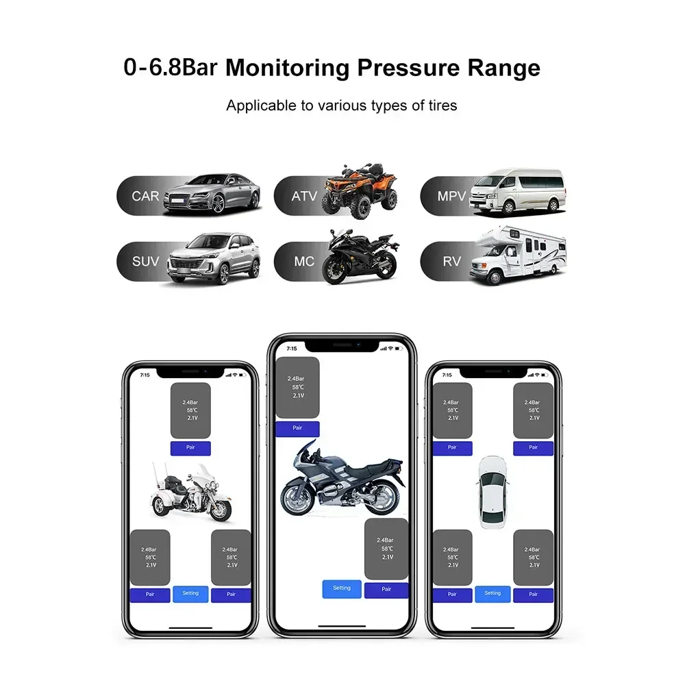 TPMS Tire Pressure Sensors Motorcycle Bluetooth-Compatible Tire Pressure Monitoring System External Sensor Android/IOS Car TMPS car tire pressure monitor motorcycle tire pressure monitor car tire pressure sensor external sensors