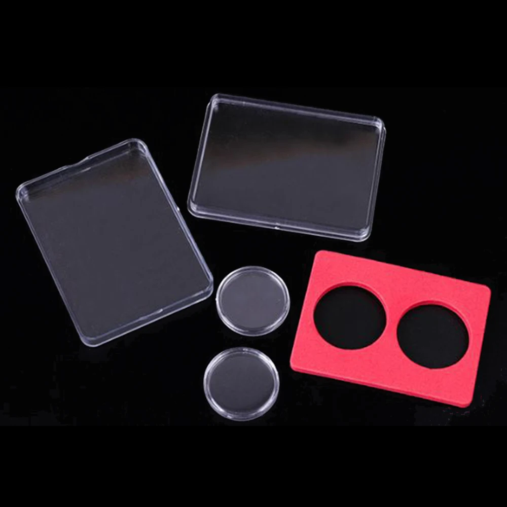 Coin Holder Transparent Round Coin Box Capsules Storage Coin Collection Holder Containers 2Grid Home Supplies Organizer Collection Protector coin bank coin holder coin capsules