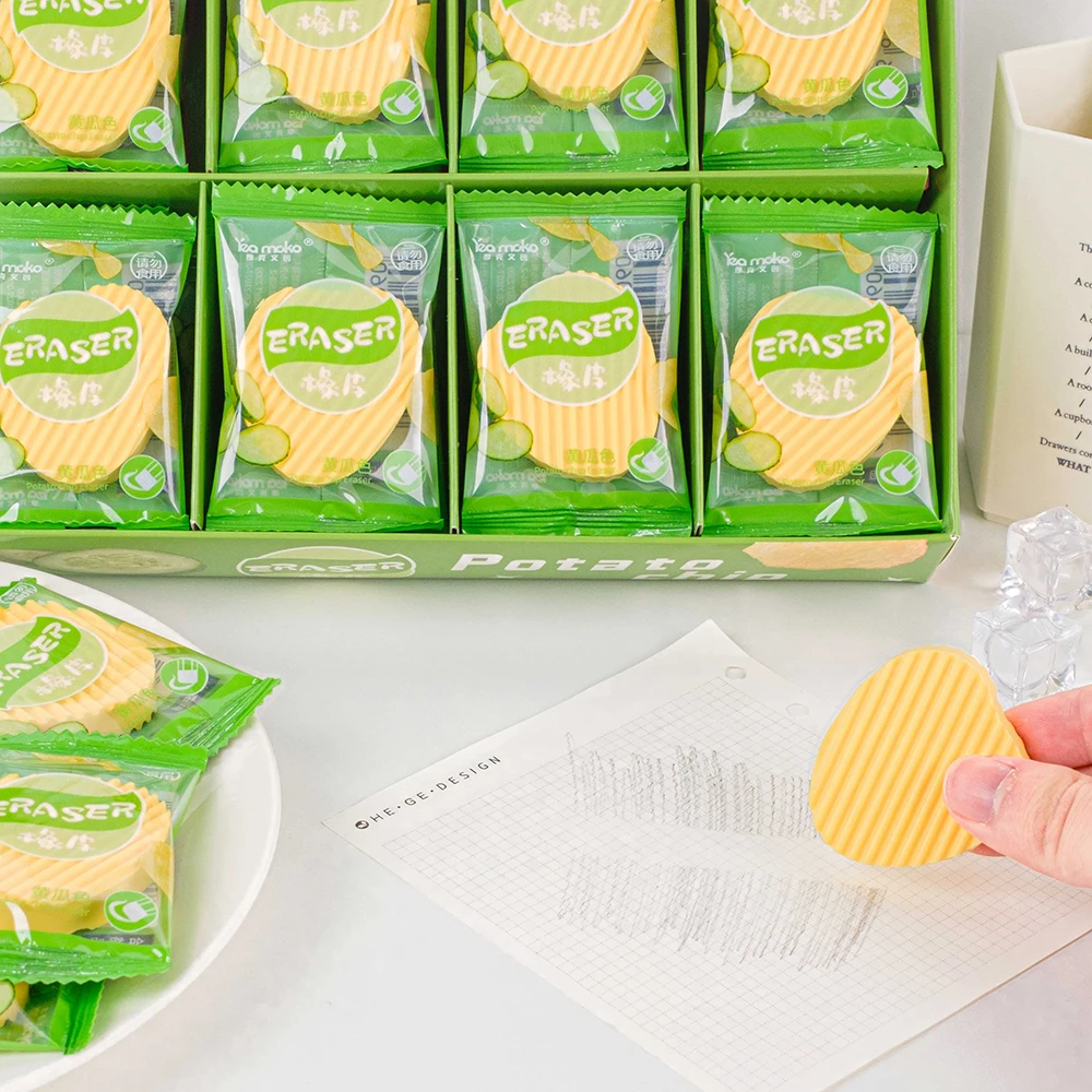 Cucumbers Potato chips Kawaii Eraser Rubber Eraser Student Prizes Stationery Cute Erasers for Kids School Office Supplies