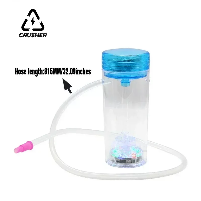 CRUSHER Portable LED Smoking Grass Pipe Hookah Cup Built in Filtered Water Pipes Cigarette Holder Shisha Set Gadgets for Men