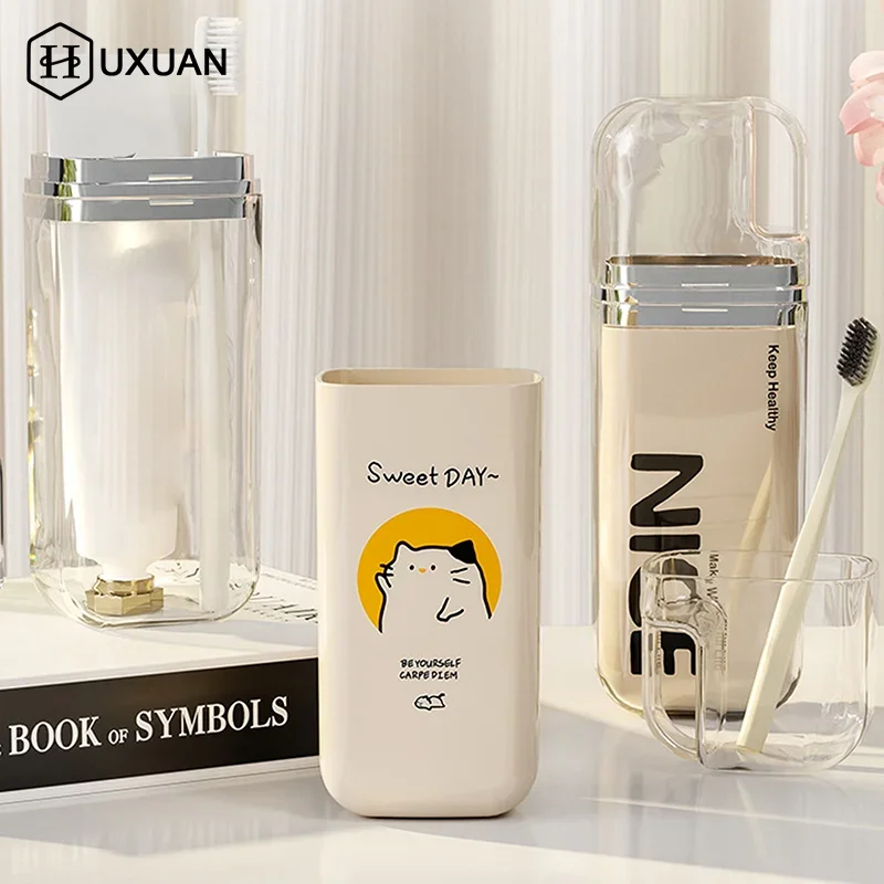 Portable Toothbrush Cover Cup Bathroom Toothpaste Holder Case Travel Camping Organizer Kit Toiletries Storage Box_voghion.com