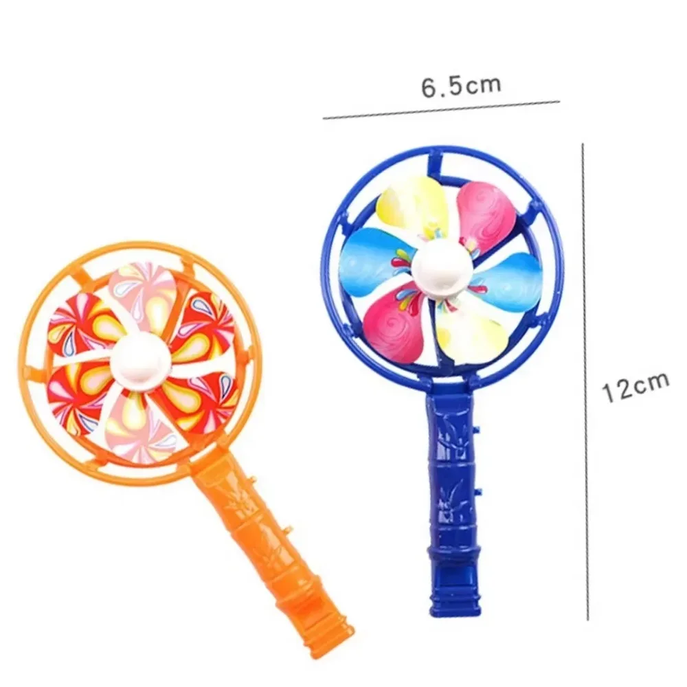 10PCS Rainbow Creative Windmill Toys Whistling Handle Pinwheel Wind Spinner Children Educational Candy Color Retro Toys