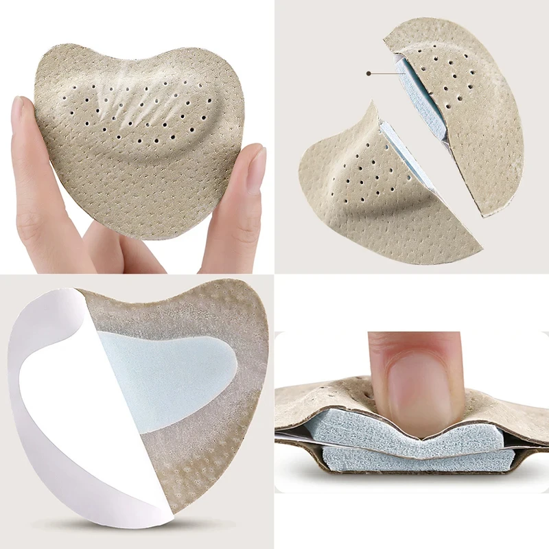 Shoe Insoles 4pcs Sandals Anti-slip Stickers Leather Forefoot Pad Women High Heels Pain Relief Insert Insoles Toe Cushion Foot Care Shoes Pad