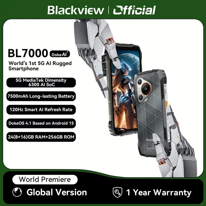 BLACKVIEW BL7000 5G AI Rugged Phone Deepseek GPT Android 15 Smartphone, 6.78" HD+2.4K Display 120Hz, 8GB RAM 256GB, 7500Amh - Image 2