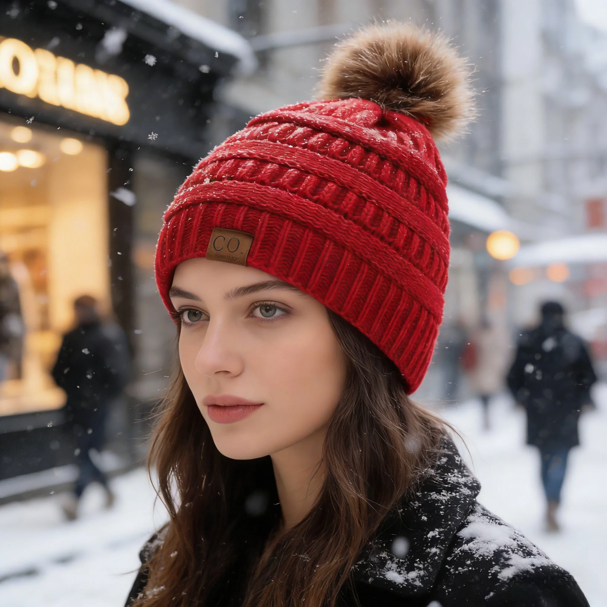 Neue Mode Anti-Statische Winter Hut Satin Thermische Faux Pelz Pompoms Mützen Hut Frauen Mädchen Im Freien Chic Hüte – Detail 8