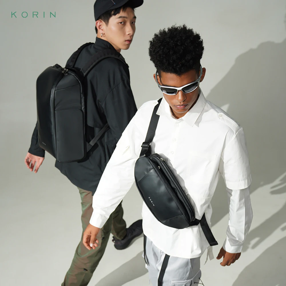 2022 KORIN Brand Men Crossbody Bag Water Repellent Sling Pack Male Messenger Shoulder Bag Short Trip Minimalist Chest Bag PU