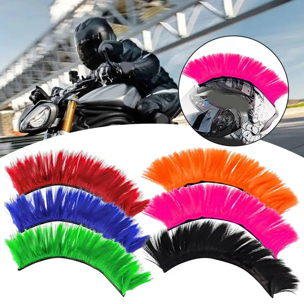 Helmet Wig Vibrant Color Helmet Decor Wig Detachable High Temperature Silk Bright Color Mohawk Cycling Riding Supplies