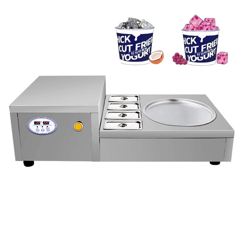 

110V / 220V Desktop Fried Ice Cream Rolls Machine Commercial Fried Yogurt Machine Rolled Ice Cream Maker