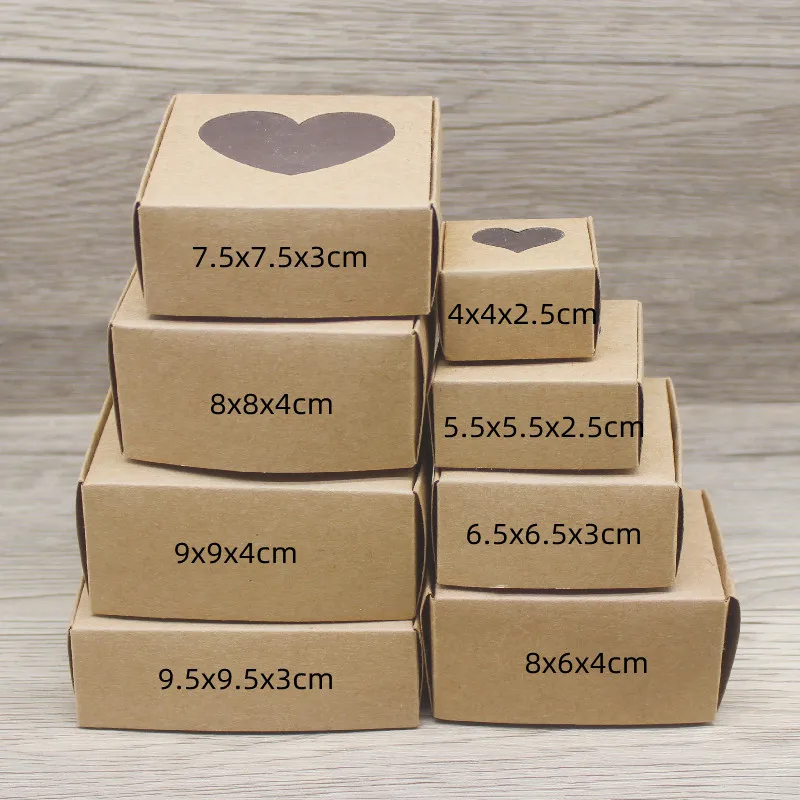 Viillich - Set di 12 scatole regalo di Natale in carta Kraft con finestra, cajas de pastello de regalo, con spago per confezioni regalo, caramelle, cioccolatini, biscotti (8,66 x 5,90 x 2,75