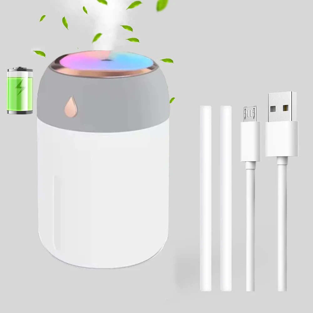 330ml Humidifier Colorful Light Portable Whisper-Quiet Large Mist Spray USB-Powered Fresh Air for Bedroom Home Car Purifier