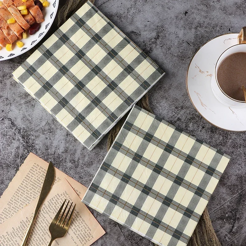 2-Ply Plaid Printing Paper Napkins 10/20pcs/pac paper napkins,tissue paper decoration