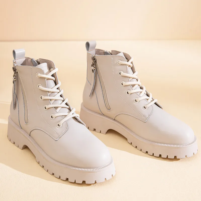 Platform Boots Women Autumn 2025 Double Zipper Ankle Boots Thick Heel Motorcycle