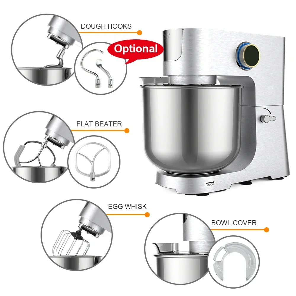 12L Home Standing Food Mixer 2000W Die-Cast Aluminum Multi-Functional Dough Stand