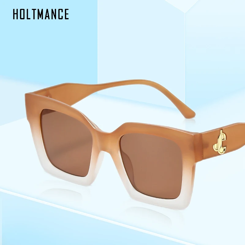

HOLTMANCE Fashion Square Frame Candy Color Sunglasses Luxury Brand Design Letter Black Women Men Driving Sun Glasses UV400
