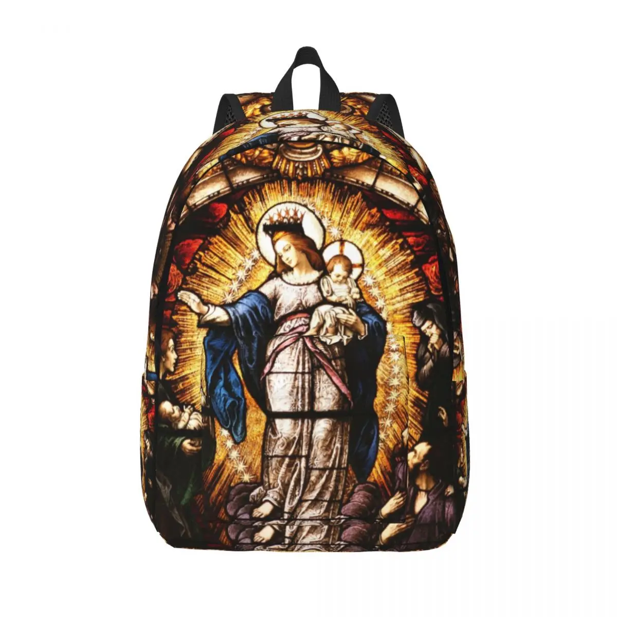

The Virgin Mary Canvas Backpack for Women Men Water Resistant School College Catholic Our Lady of Guadalupe Bag Printing Bookbag