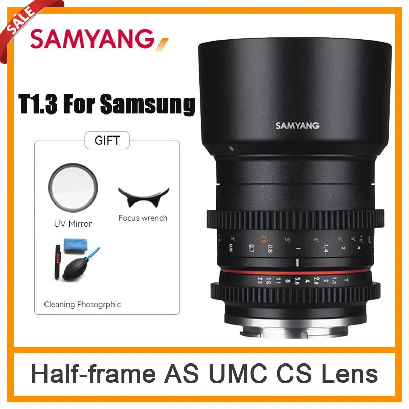 Samyang 35mm T1.3 50mm T1.3 Cine 렌즈 하프 프레임 마이크로 단일 고정 초점 영화 비디오 수동 VDSLR 렌즈 삼성 카메라