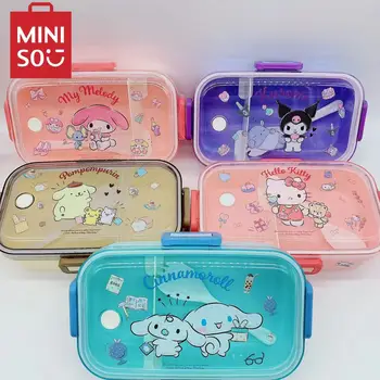 MINISO Cartoon HelloKitty melody double compartment plastic lunch box microwaveable medium size student portable bento box 1