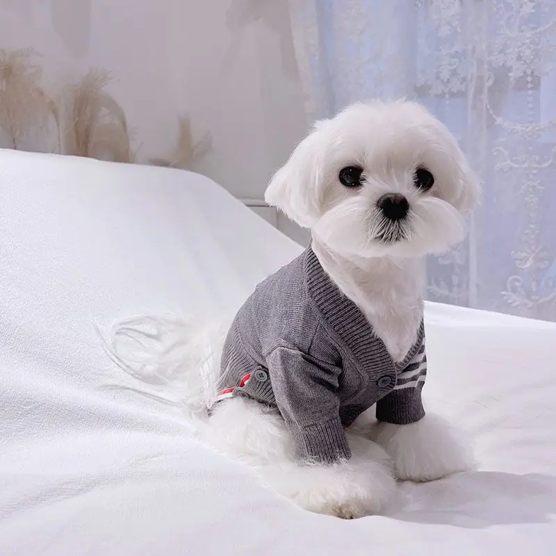 반려동물 귀여운 가디건 강아지 고양이 스웨터, 테디 프리즈 워머, 소형 중형 스웨터, 코트 재킷, 가을, 겨울 패션