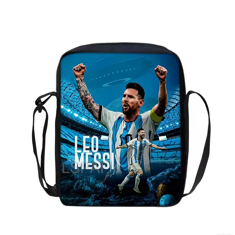 Borsa a tracolla stampata M-Messi, borsa a mano, borsa da scuola per stelle del calcio, borsa porta telefono, borsa sportiva da calcio, borsa per lo shopping, miglior regalo - immagine 4