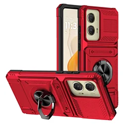 Heavy Duty Shockproof Wallet Case with Card Holder for Motorola Edge & G Series (Red)
