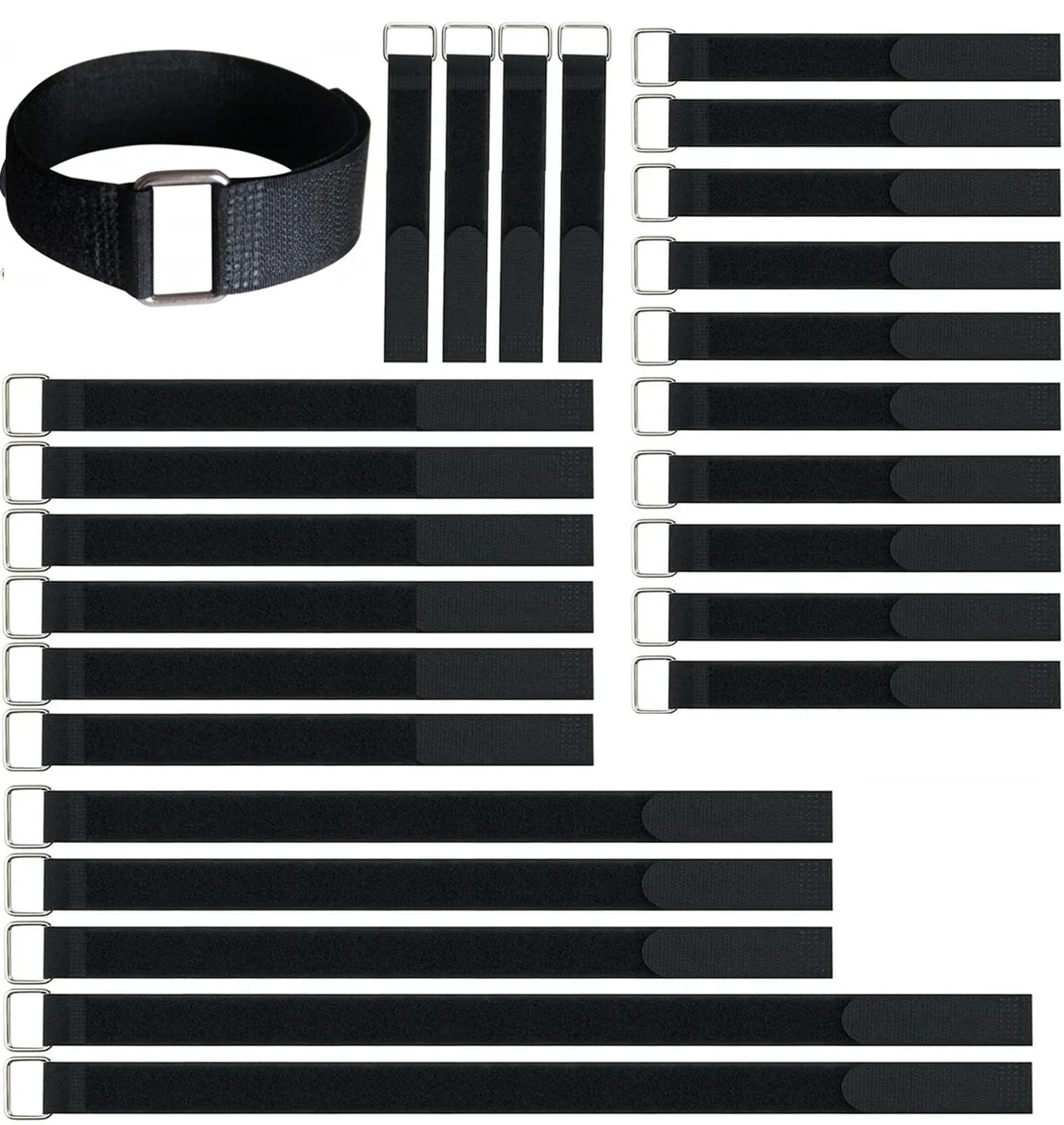 Klettband 2,5cm × 10m Mit 50 Metallschnallen - Wiederverwendbare Kabelbinder Selbst Zuschneidbar