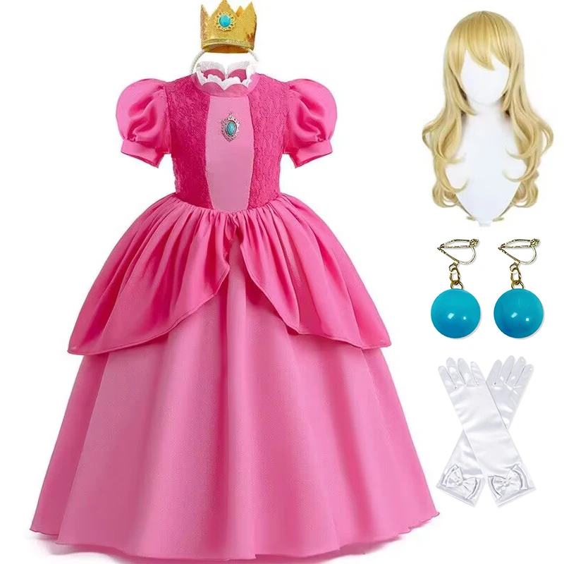 

2023 New princess peach Carnival Peach Princess Role Playing Dress Girl Game Role Playing Dress Birthday Party Performance