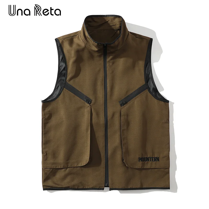 

Una Reta Hip Hop Vest Spring Autumn Men Clothing Sleeveless Men's Jackets Streetwear Waterproof Zipper Couple Functional Vest