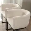 Mid Century Modern Dining Chairs Set of 4 Comfy Upholstered Kitchen Chairs with Armrests and Metal Bases Perfect Dining Room 6