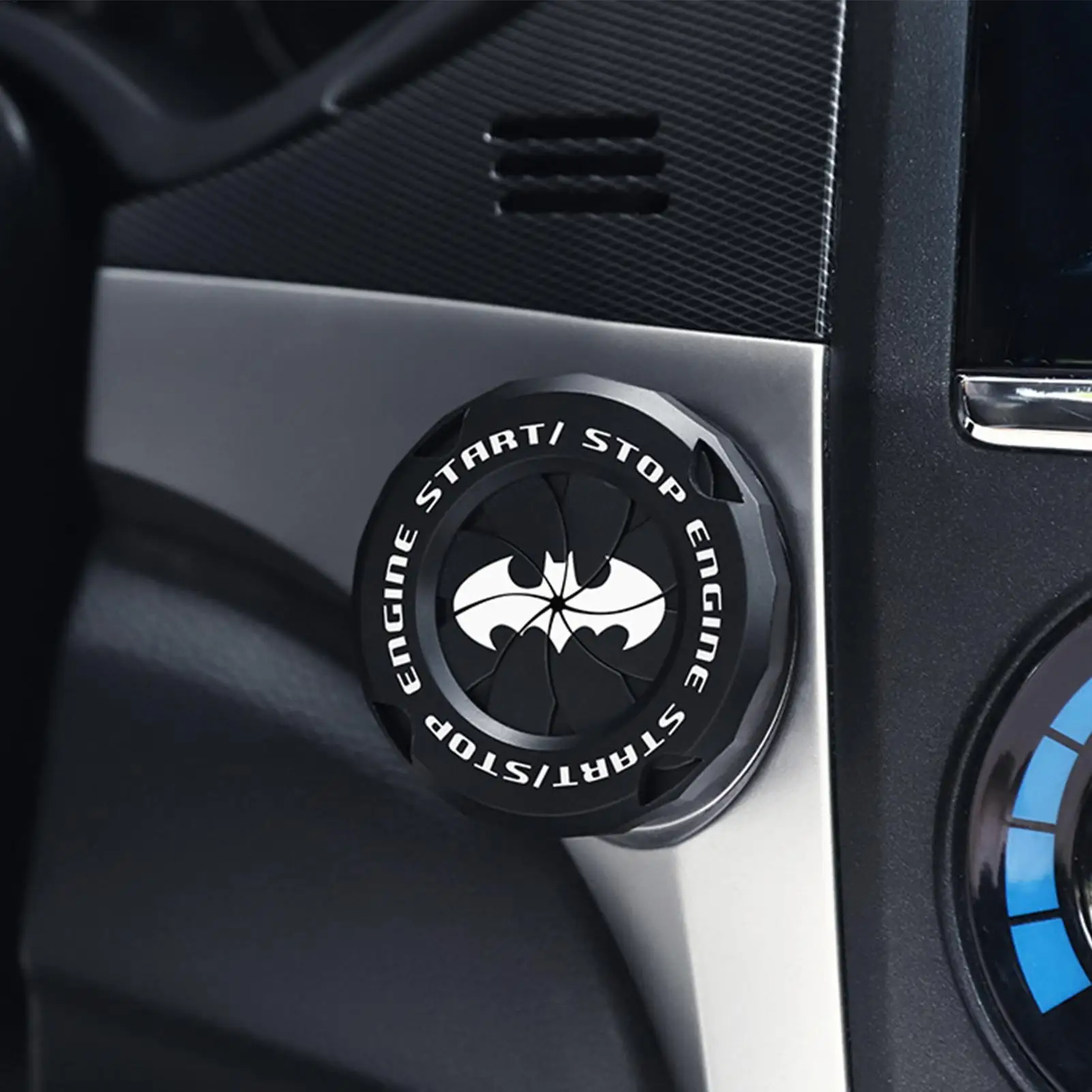 Bat Design Push Start Button Cover - Decorative and Protective Car Accessory