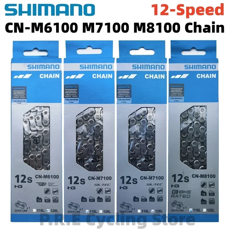 Shimano 12-Speed Bicycle Chain DEOER SLX XT Series CN-M6100 M7100 M8100 Chain Road Mountain Bike 116L 126L with Quick-Link
