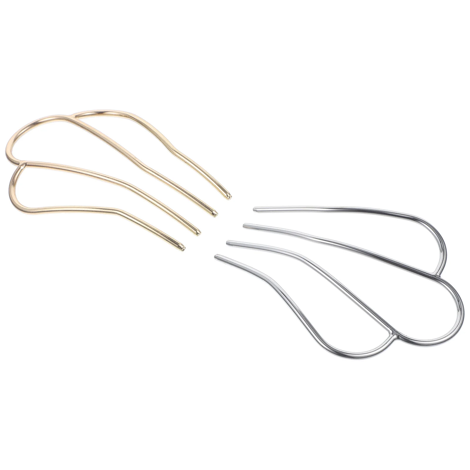 

2Pcs U Shaped Hair Fork 4 Prong Hair Side Fork Style Hairpin Hair Updo Bun Hairpin Hair Styling Accessories for Golden Silver
