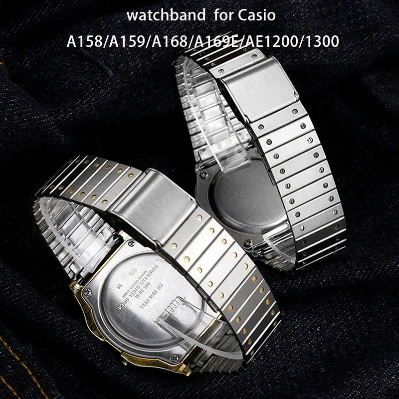Stainless steel strap 18mm for Casio Watch small gold watch AE 1200WGD