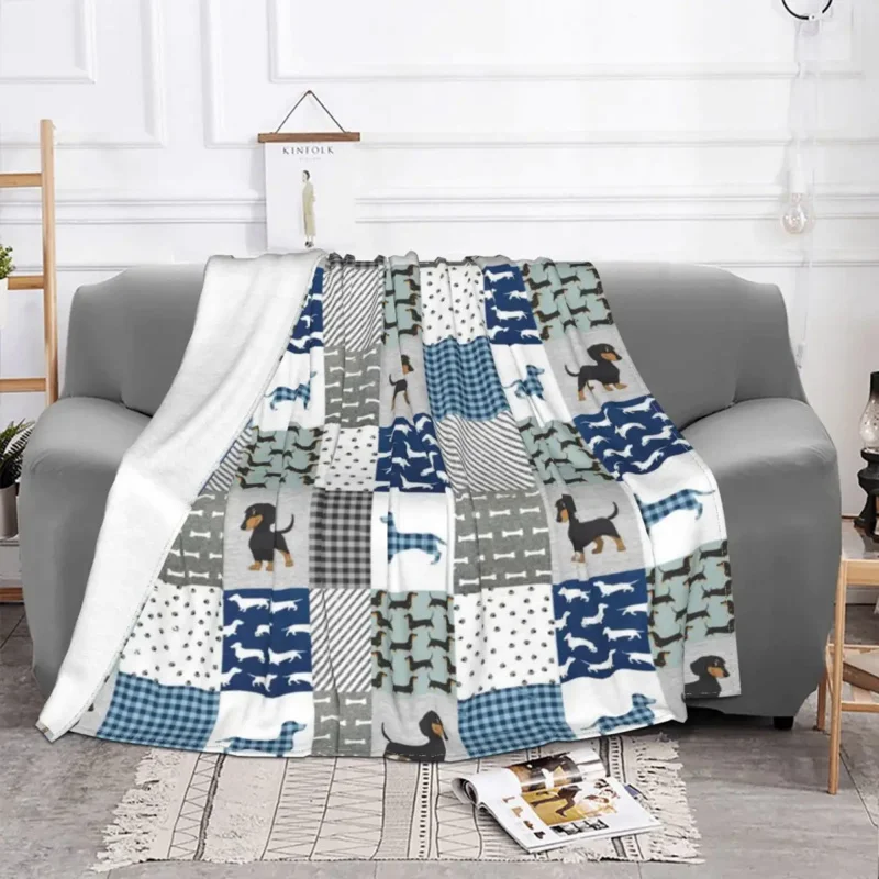 

Dachshund Cute Blanket Flannel Print Dog Pets Portable Ultra-Soft Plaid Throw Blankets for Sofa Outdoor Plush Thin Quilt