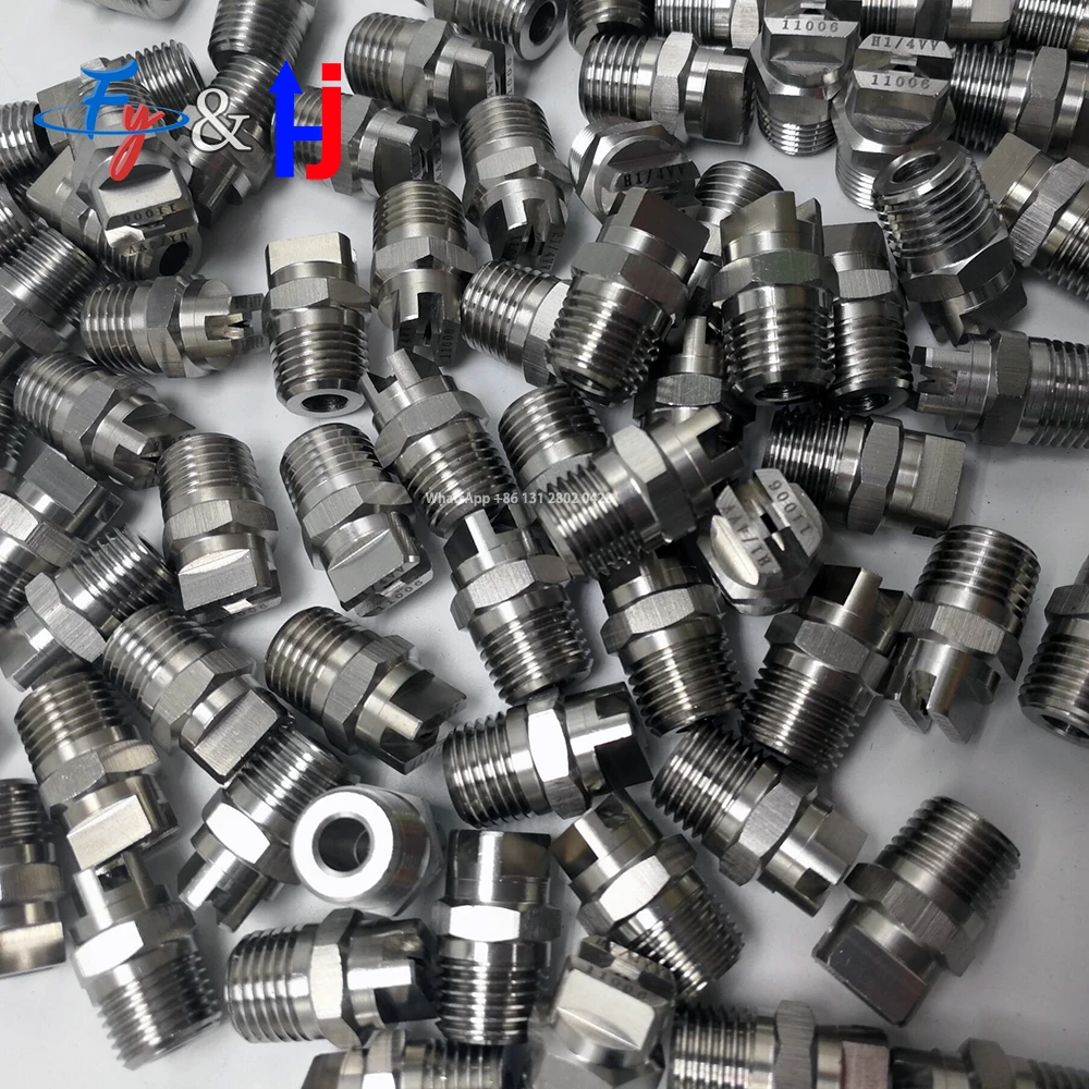 60PCS 3/8 HU 6550 SS Flat Fan Nozzle, stainless steel. For industrial cleaning, professional nozzle. 2