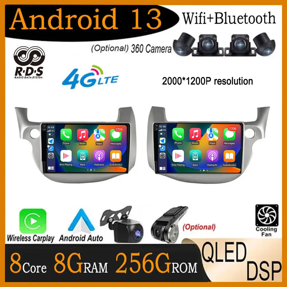 

9-дюймовый сенсорный экран для Honda Jazz 2 GG 2008-2014 Fit 2 GE 2007-2014, автомобильный радиоприемник Carplay, мультимедийный автомобильный GPS стерео видеоплеер