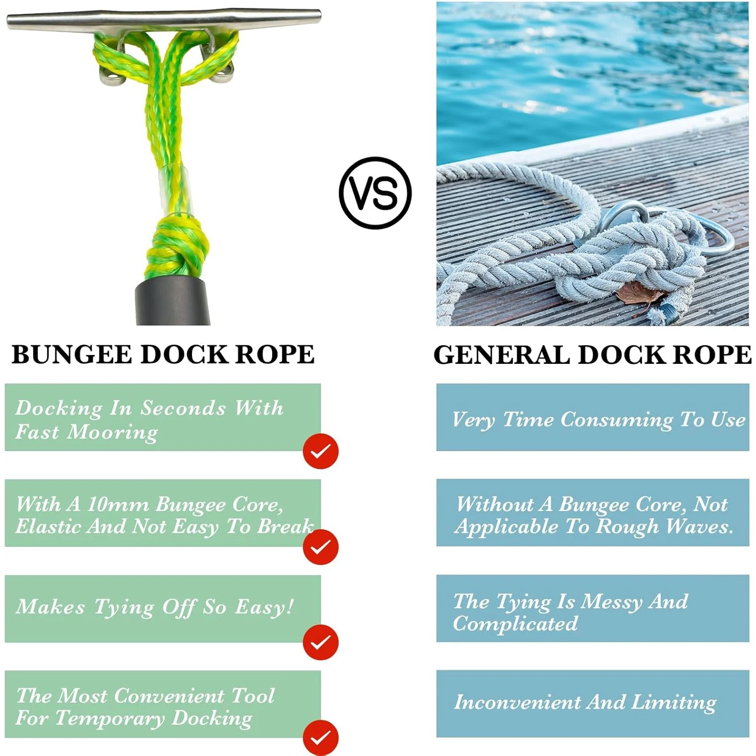 Bungee Dock Lines Cords Docking Rope For Kayak Watercraft SeaDoos Jet Ski Pontoon Canoe Power Boat Mooring Rope Accessories 6