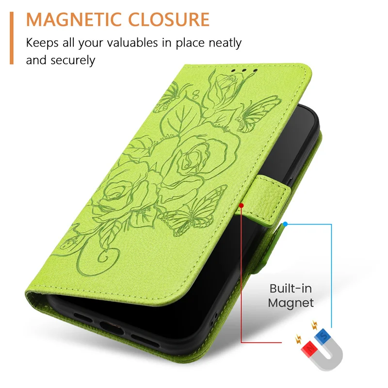 Floral Wallet Flip Case with RFID Blocking - Leather Phone Cover
