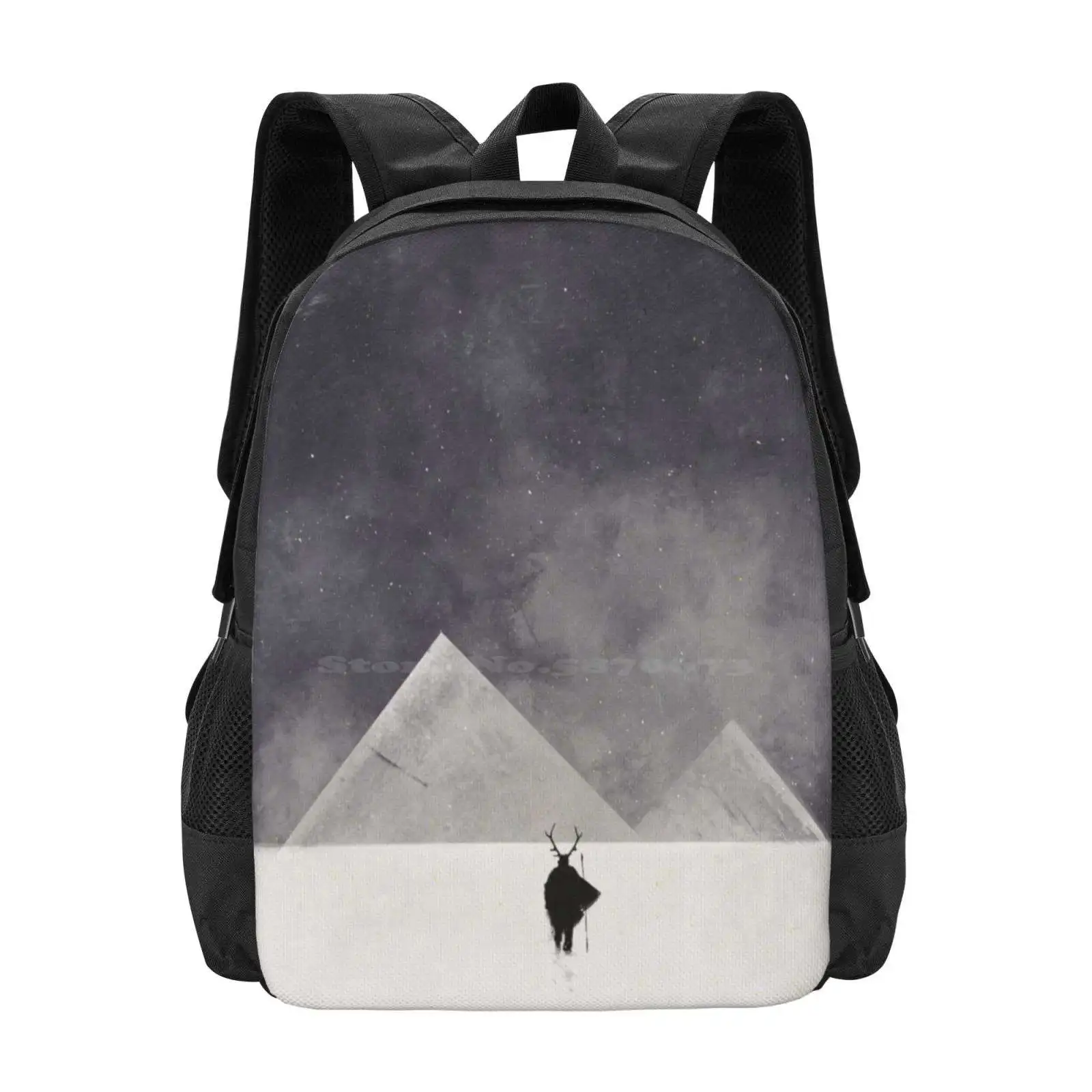 

Вместительный школьный рюкзак для мужчин Mountain, сумки для ноутбука, зимняя сказочная темная крутая комикка с принтом снега, пейзажа, гор, звезд, ночи