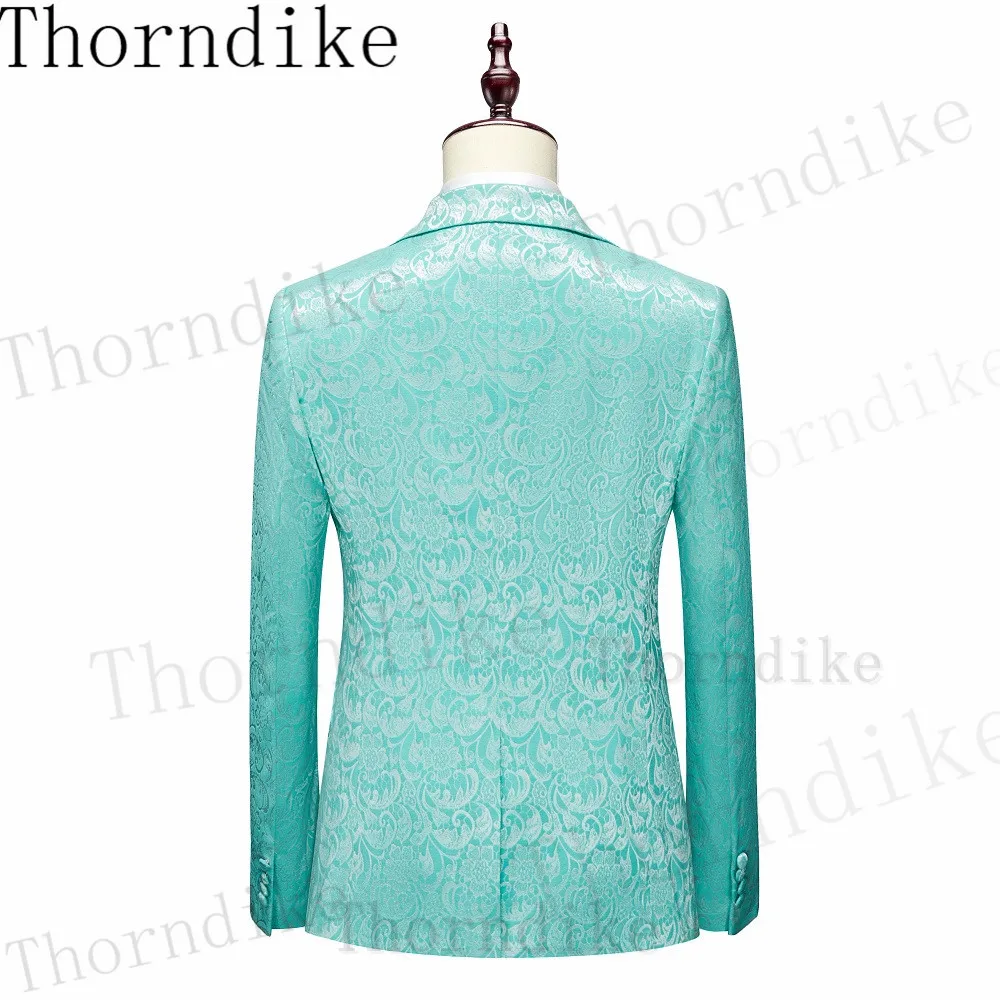 Thorndike Handsome Latest Designs Slim Fit Floral Jacket Party Tuxedos Male Dress Double Breasted Wedding Groom Men Suits