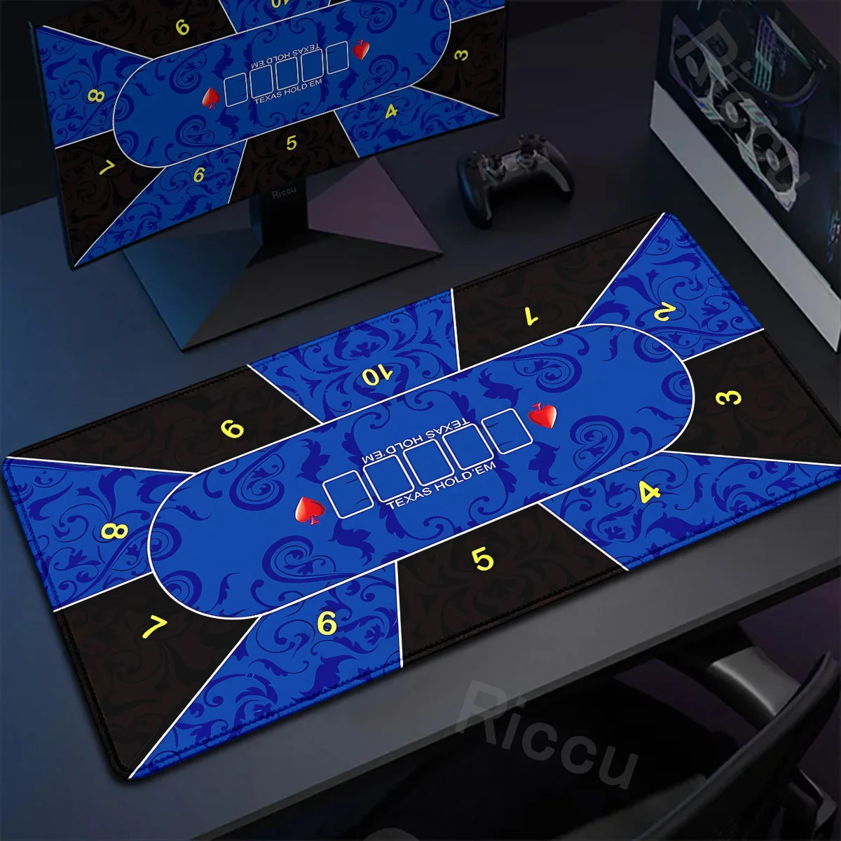 Große Texas Hold'em Tischpads, tragbare Glücksspiel-Spieler, Layout, Poker-Matte, XXL-Mauspad aus Naturkautschuk, Büro-Gaming-Zubehör