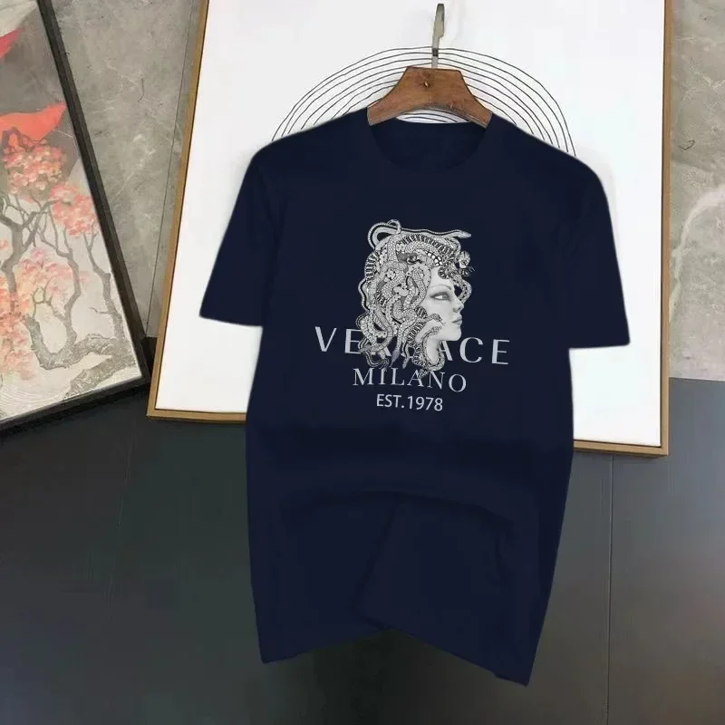 Cotton T Shirt Summer Men's Sports T-Shirt Solid Color Fashion Printed Jogging Breathable Cotton T-Shirt Harajuku O-Neck Short Sleeve