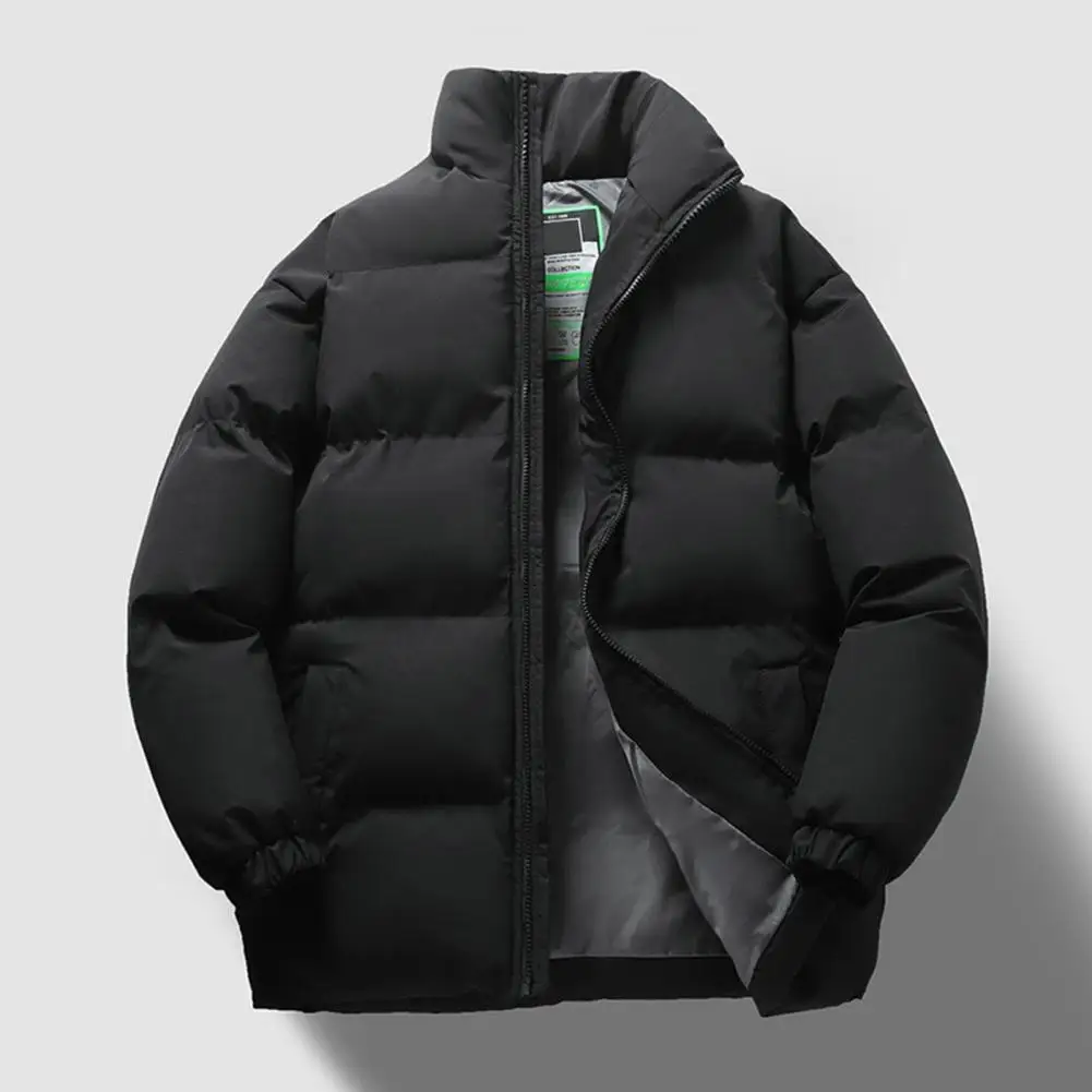 

Winter Couple Outdoor Coat Windproof Cotton Coat Cozy Unisex Winter Cotton Coat with Stand Collar Zipper Closure for Outdoor