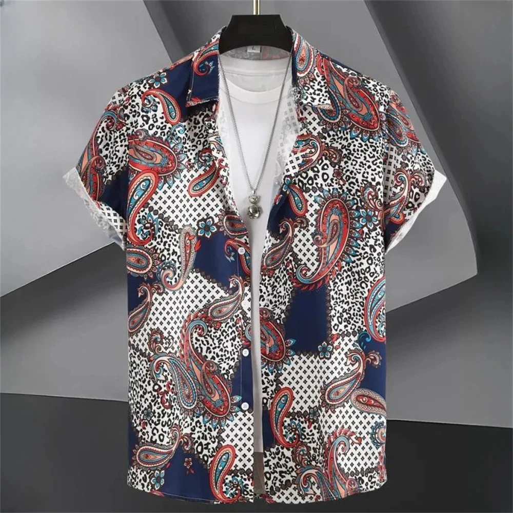 Ethnic Pattern Lapel Men Shirt 3D Print Man/Women Casual Fashion Short Sleeves Shirts Button Streetwear Oversized Unisex Clothes