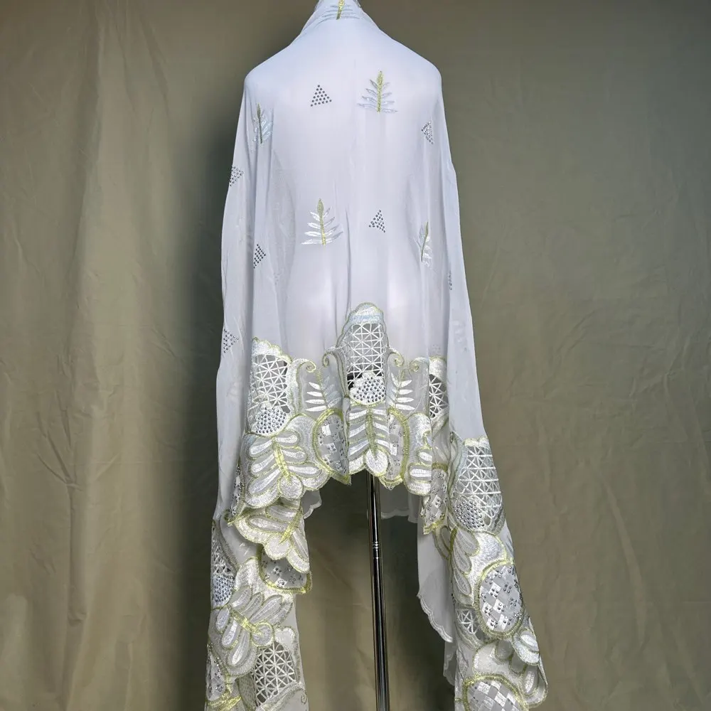 Neuer Dubai-Schal für muslimische Frauen, afrikanischer Chiffon-Großhijab, Islam-Hijab, Pashmina-Turban, Kopftuch, bestickte Schals – Detail 6