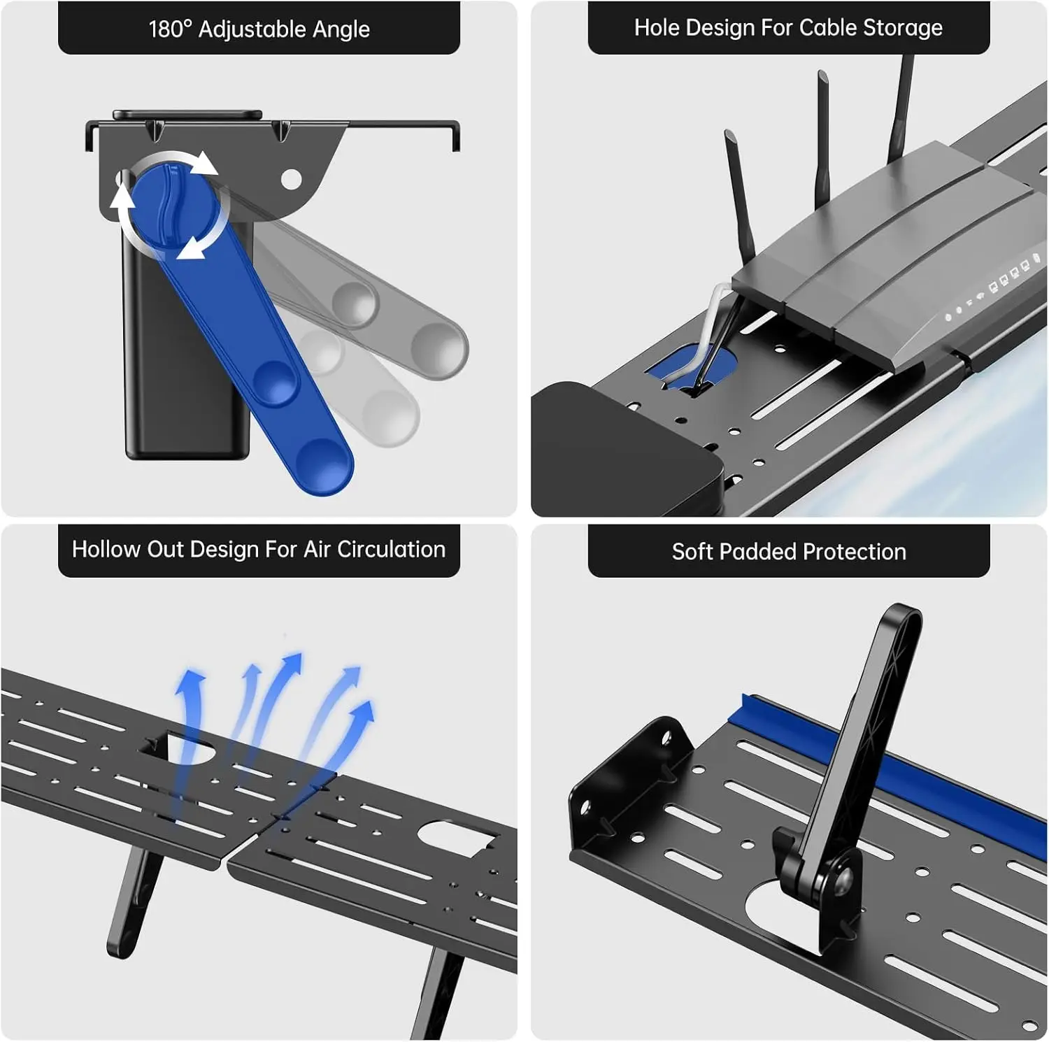Adjustable TV Screen Top Shelf Computer Monitor Desktop Screen Top Storage Rack TV Media Box, Router Shelf with 2 Storage Boxes