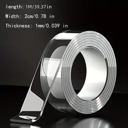 Triple Pack of Heavy - Duty Reusable Double - Sided Tape - Durable, Washable, and Ultra - Strong Adhesive for Versatile Use at Home, Office, and Automotive Applications (Transparent 3 roll)