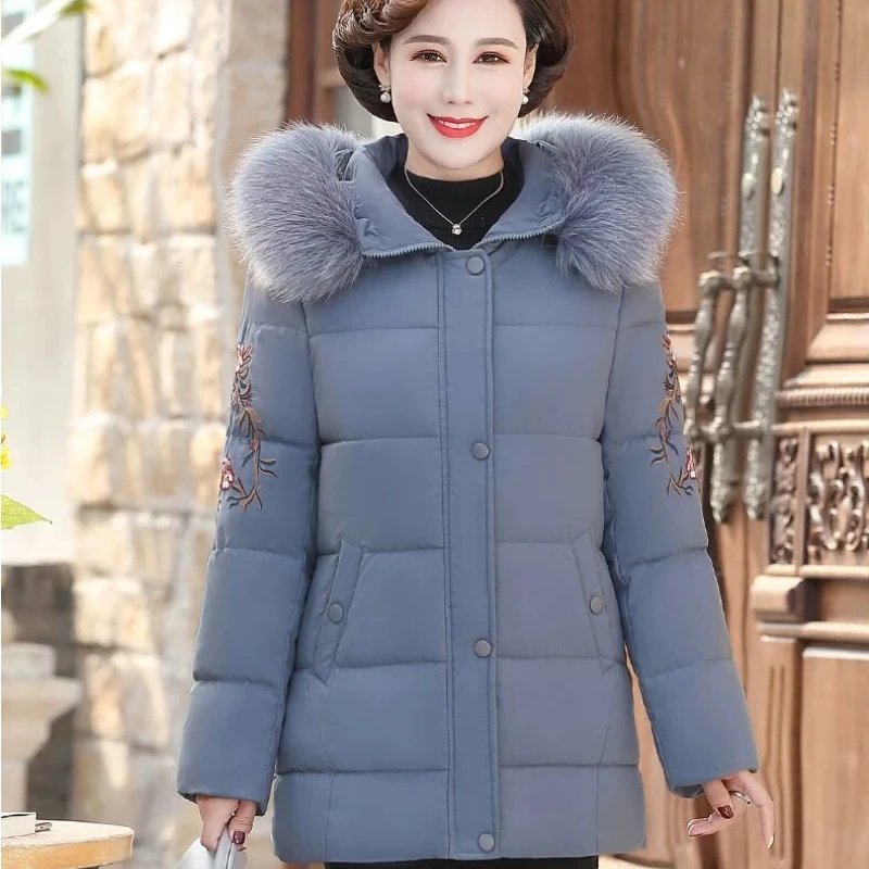 

2023 Mother Winter Down Cotton Coat Women Short Loose Cotton Jacket Thickened Middle-aged Elderly Padded Jacket Parka
