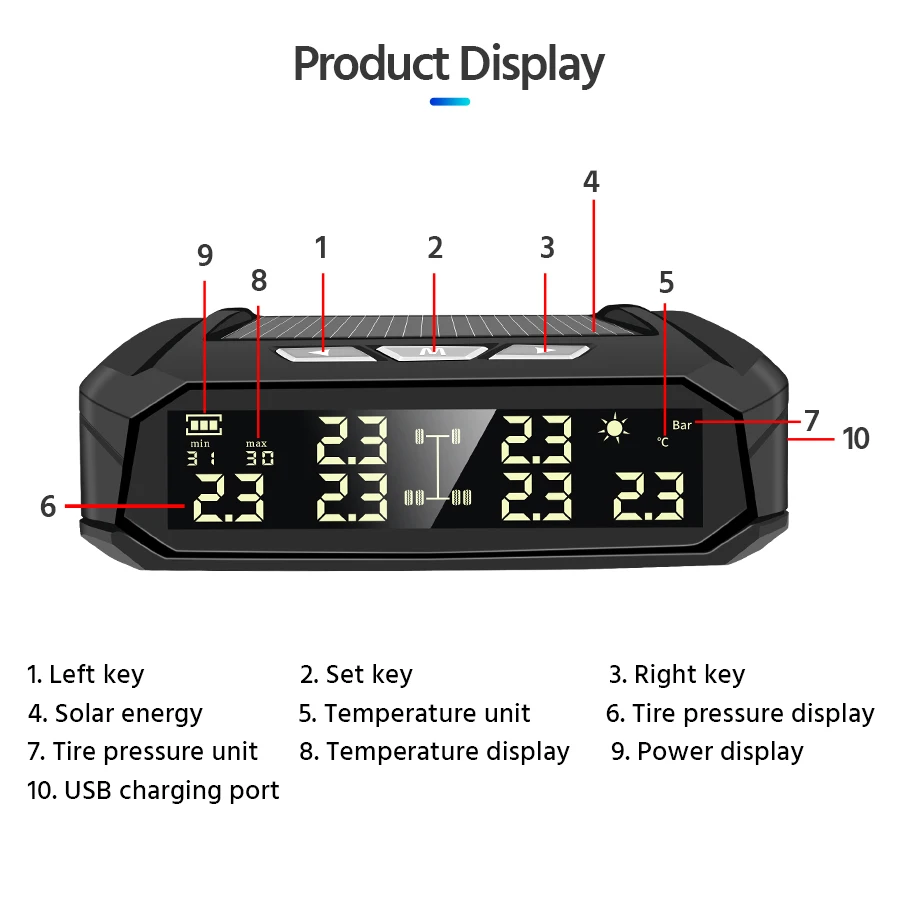 E-ACE K11 Solar Power TPMS Car Detector 6 Sensors tpms tire pressure monitoring system Auto Security Detector Pressure car tire pressure monitor motorcycle tire pressure monitor car tire pressure sensor