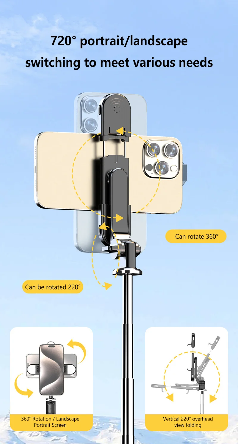 Bluetooth Selfie Stick Stativ Mit Handyhalterung Für Reisen_voghion.com